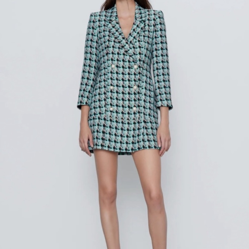Zara faux tweed blazer dress